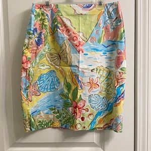 Talbots multicolored beach print skirt.